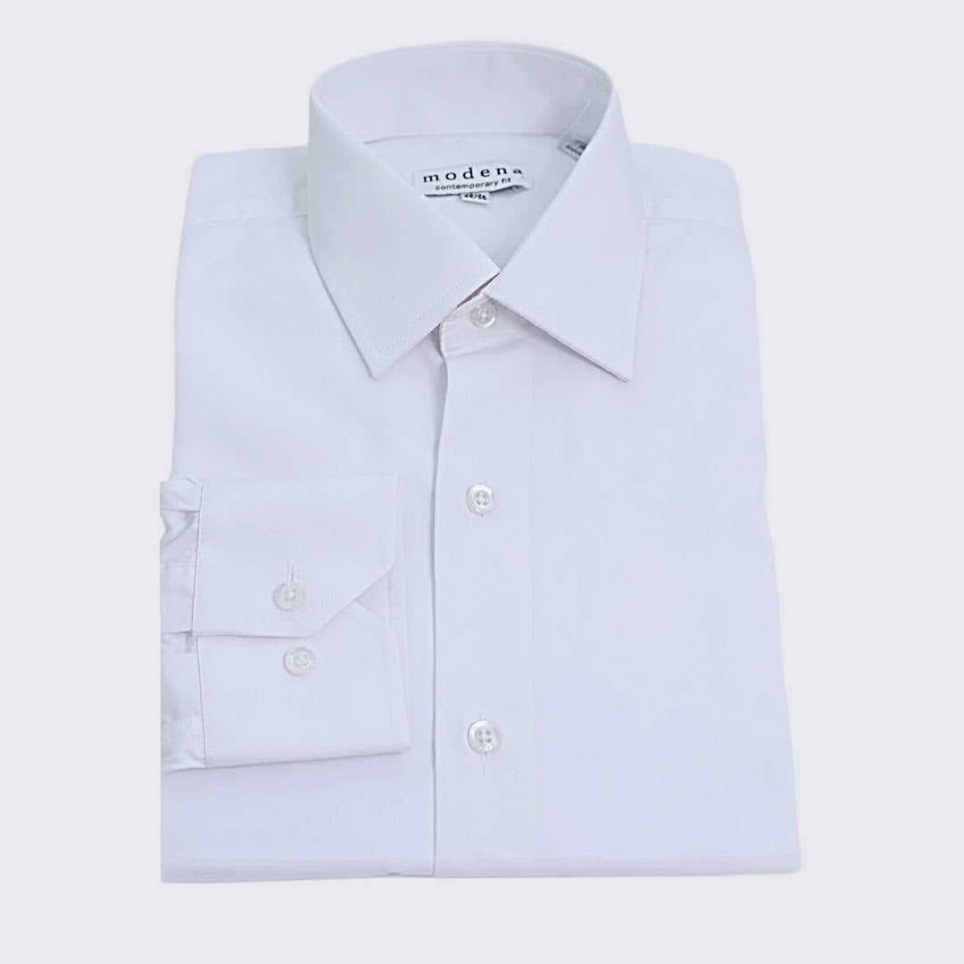 Men's White Contemporary Fit Dress Shirt