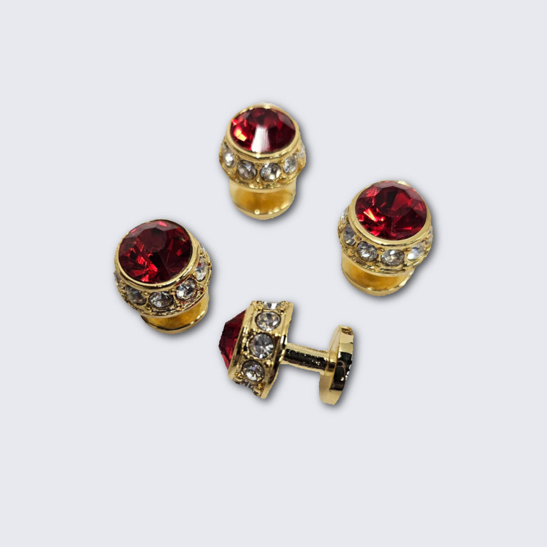 Red Faceted Crystal Gold Formal Set