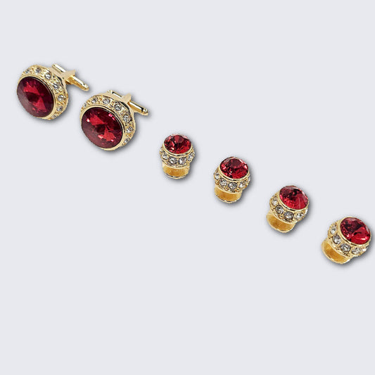 Red Faceted Crystal Gold Formal Set
