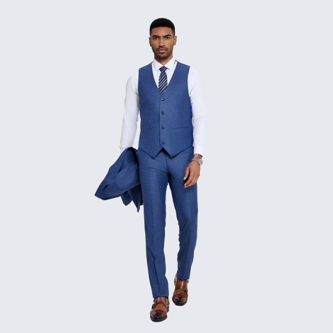 Men's Blue Suit Three Piece Set- Wedding - Prom