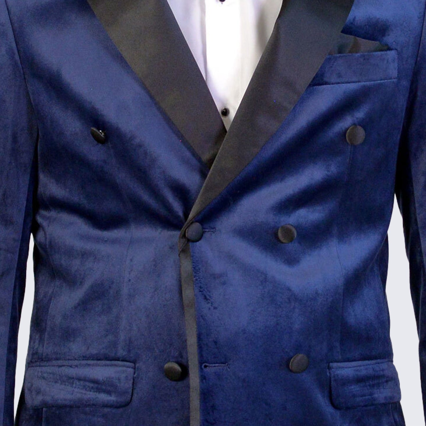 Navy Velvet Tuxedo Jacket Double Breasted- Wedding - Prom