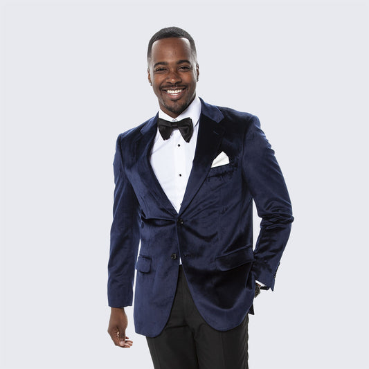 Navy Velvet Tuxedo Jacket with Notch Lapel – Wedding & Prom