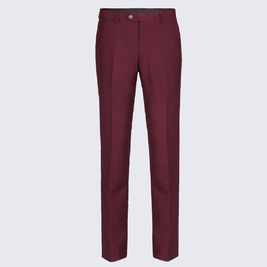 Men's Burgundy Slim Pants- Unhemmed
