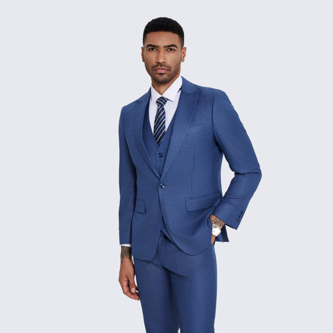 Men's Blue Suit Three Piece Set- Wedding - Prom